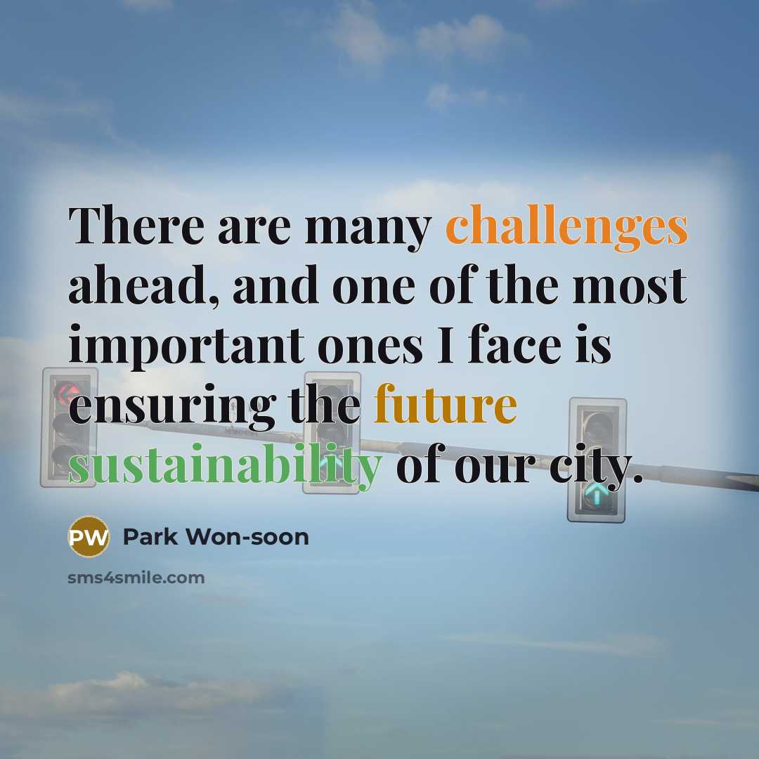 “There are many challenges ahead, and one of the most important ones I face is ensuring the future sustainability of our city.” quote by Park Won-soon