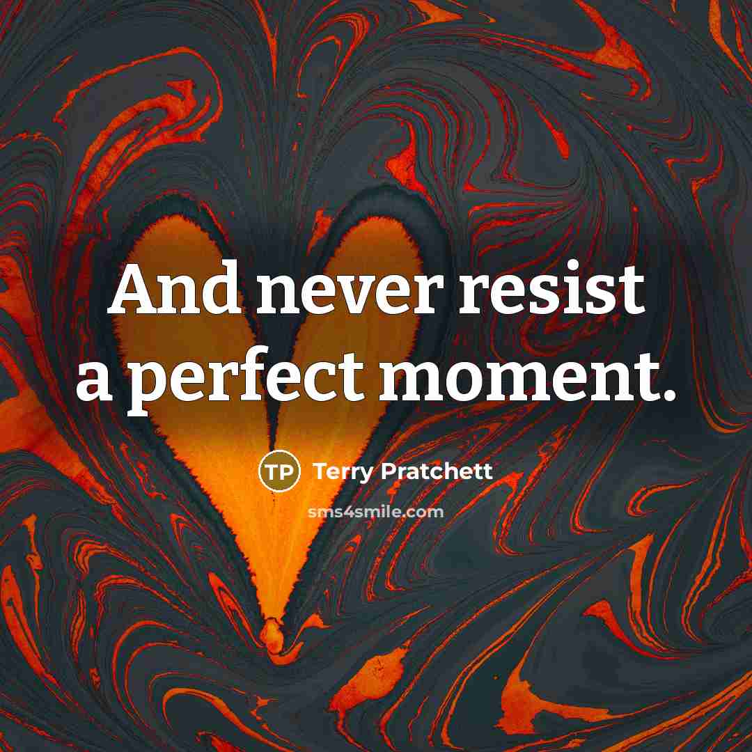 “And never resist a perfect moment.” quote by Terry Pratchett