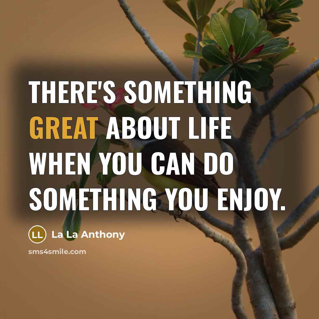 “There's something great about life when you can do something you enjoy.” quote by La La Anthony