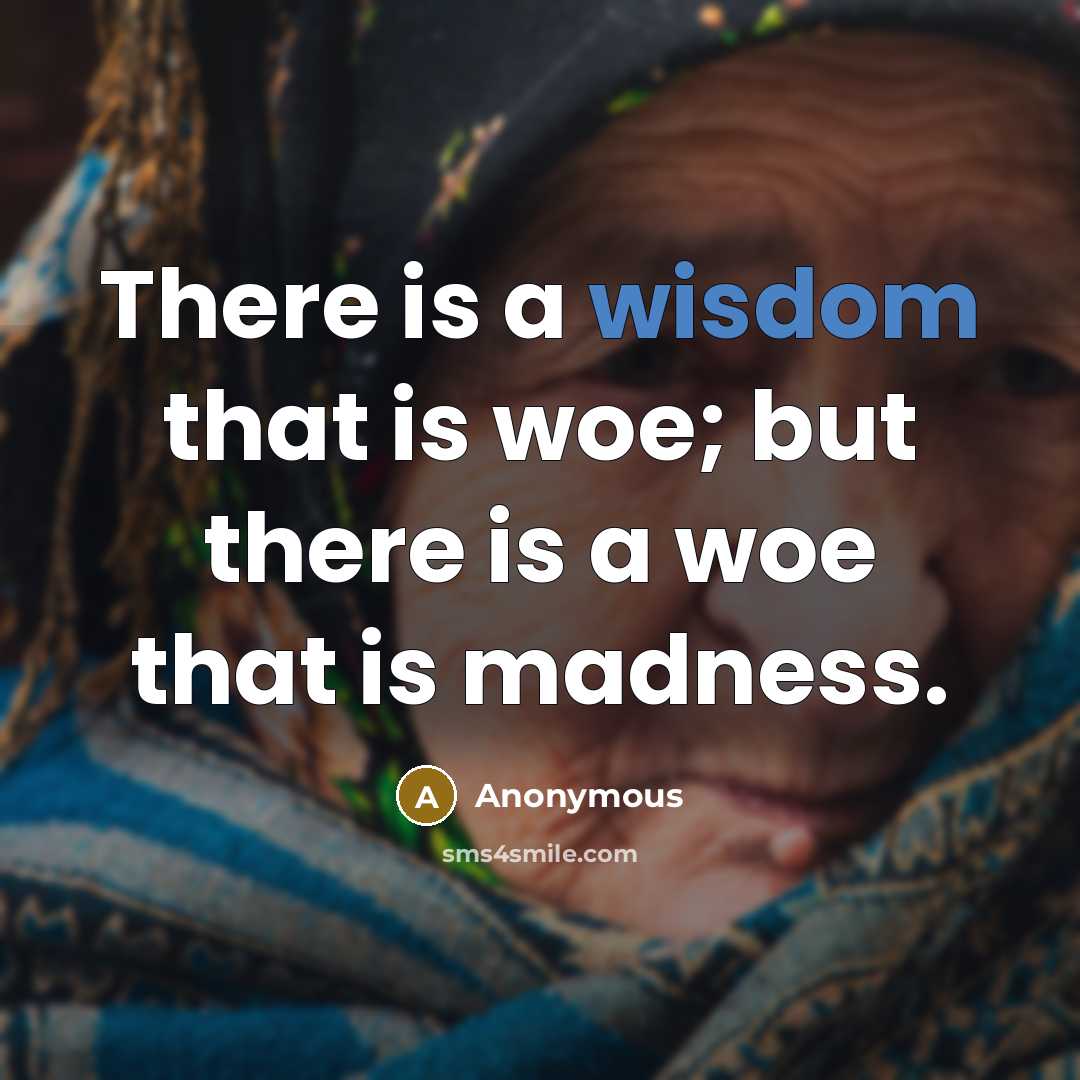 “There is a wisdom that is woe; but there is a woe that is madness.” quote by Anonymous