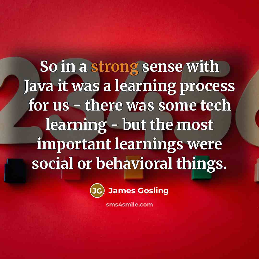 “So in a strong sense with Java it was a learning process for us - there was some tech learning - but the most important learnings were social or behavioral things.” quote by James Gosling