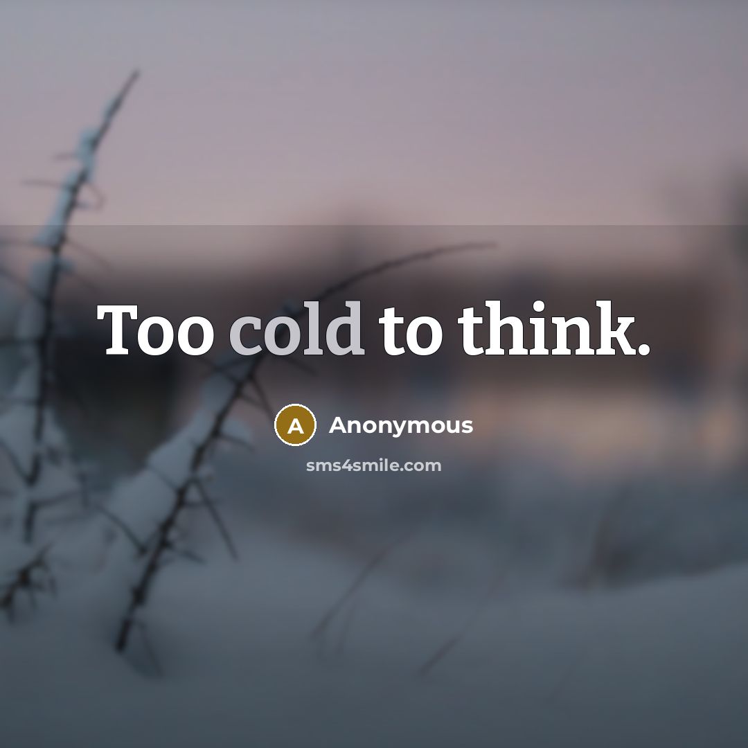 “Too cold to think.” quote by Anonymous