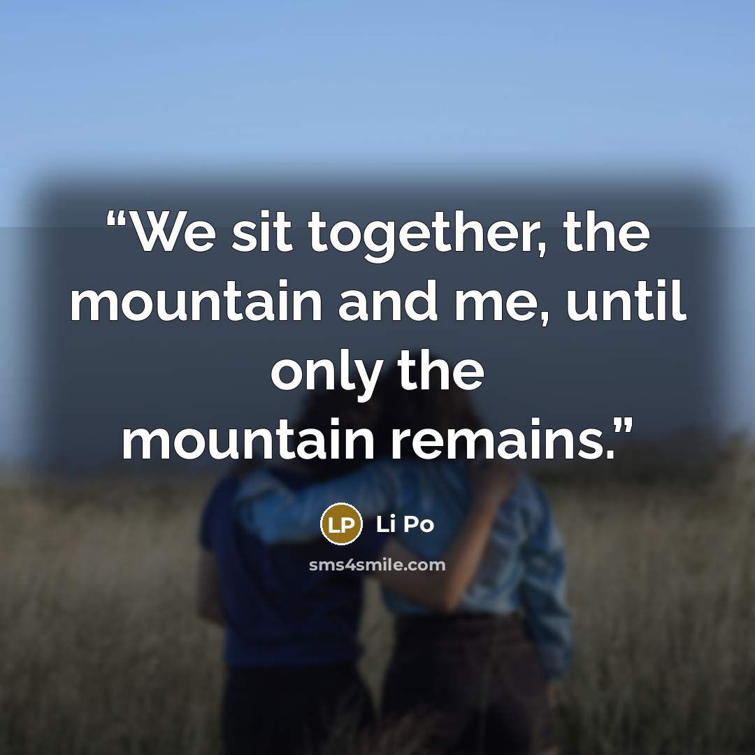 “We sit together, the mountain and me, until only the mountain remains.” quote by Li Po