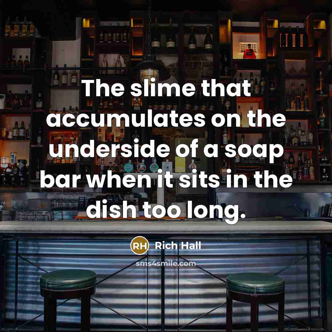 “The slime that accumulates on the underside of a soap bar when it sits in the dish too long.” quote by Rich Hall