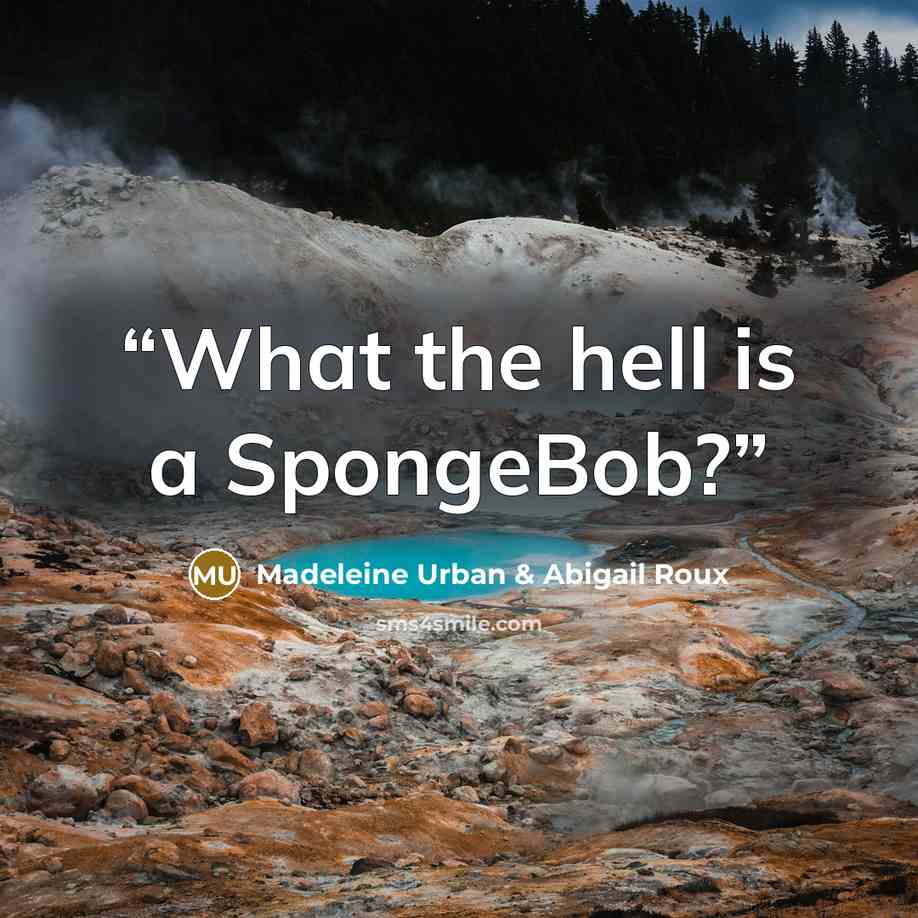 “What the hell is a SpongeBob?” quote by Madeleine Urban & Abigail Roux