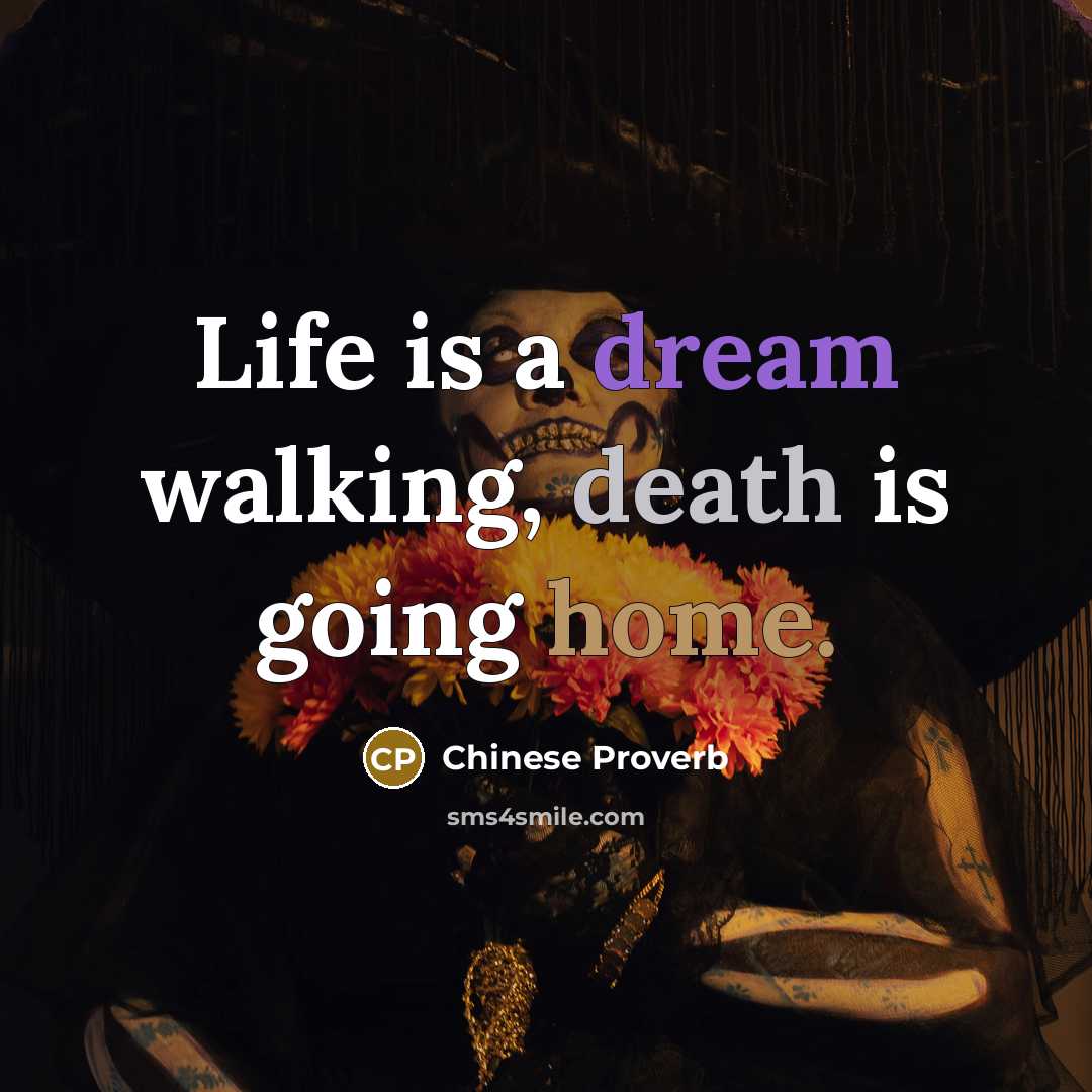“Life is a dream walking, death is going home.” quote by Chinese Proverb