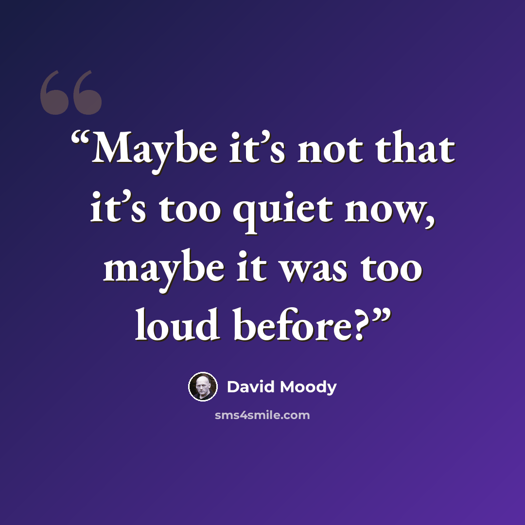 “Maybe it’s not that it’s too quiet now, maybe it was too loud before?” quote by David Moody