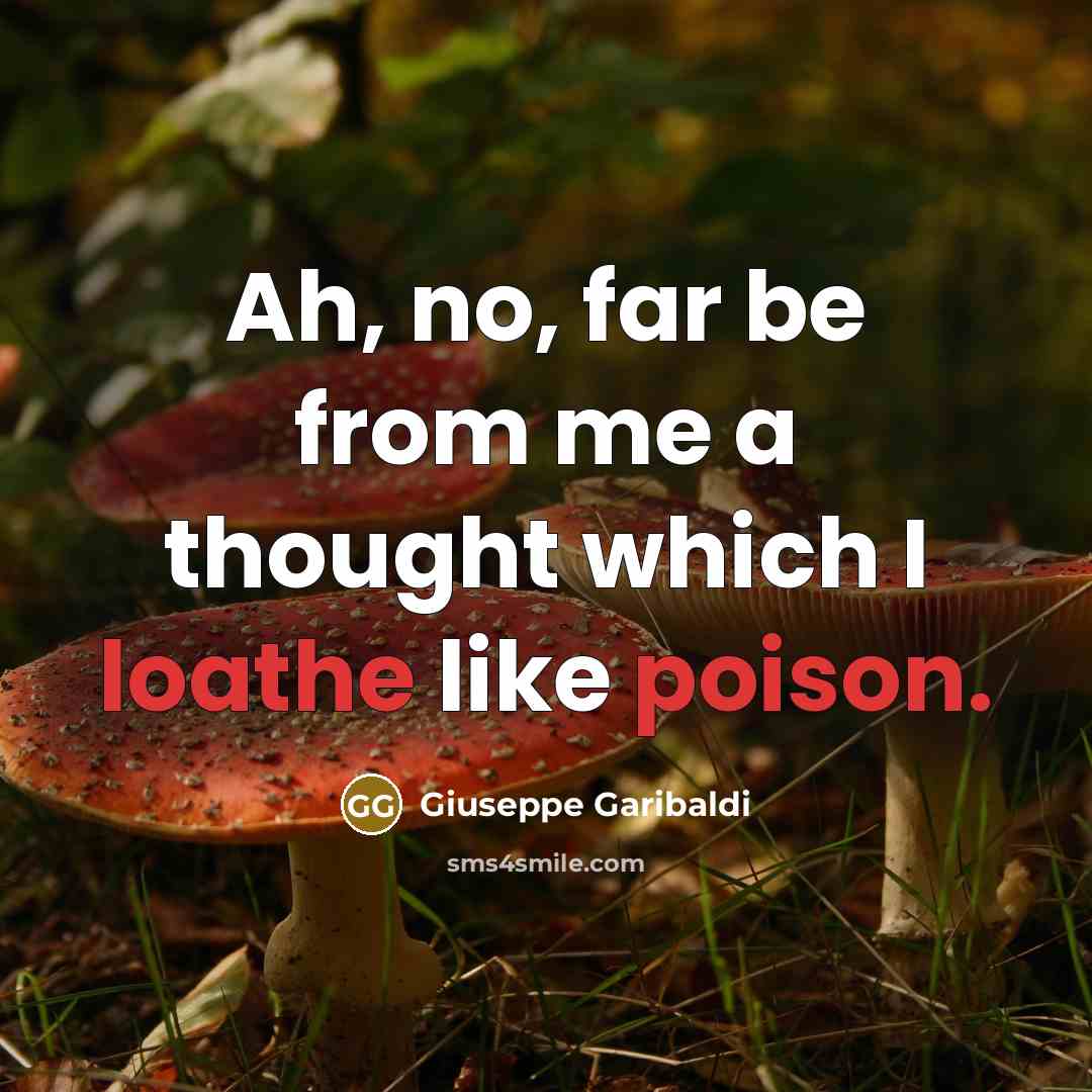 “Ah, no, far be from me a thought which I loathe like poison.” quote by Giuseppe Garibaldi