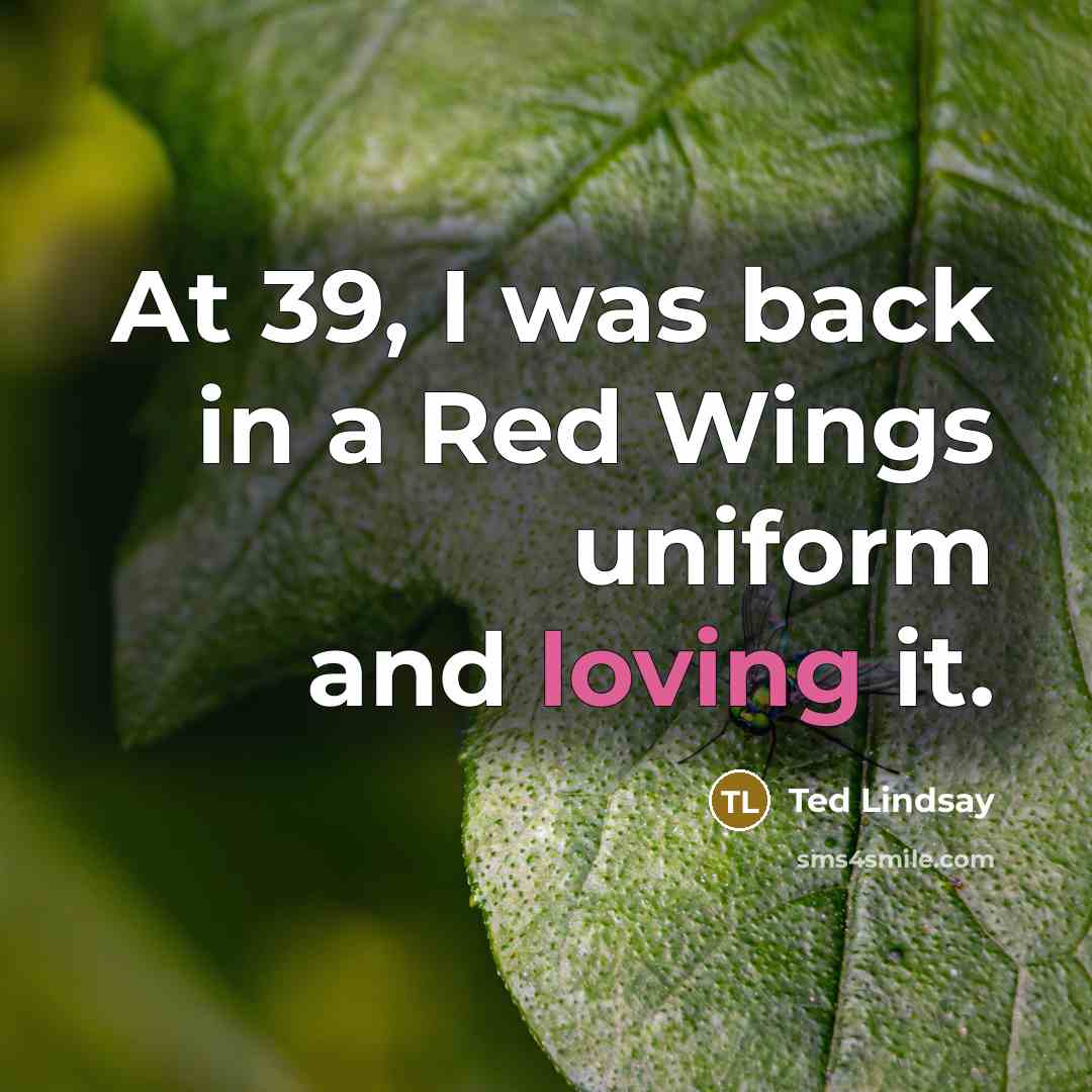 “At 39, I was back in a Red Wings uniform and loving it.” quote by Ted Lindsay