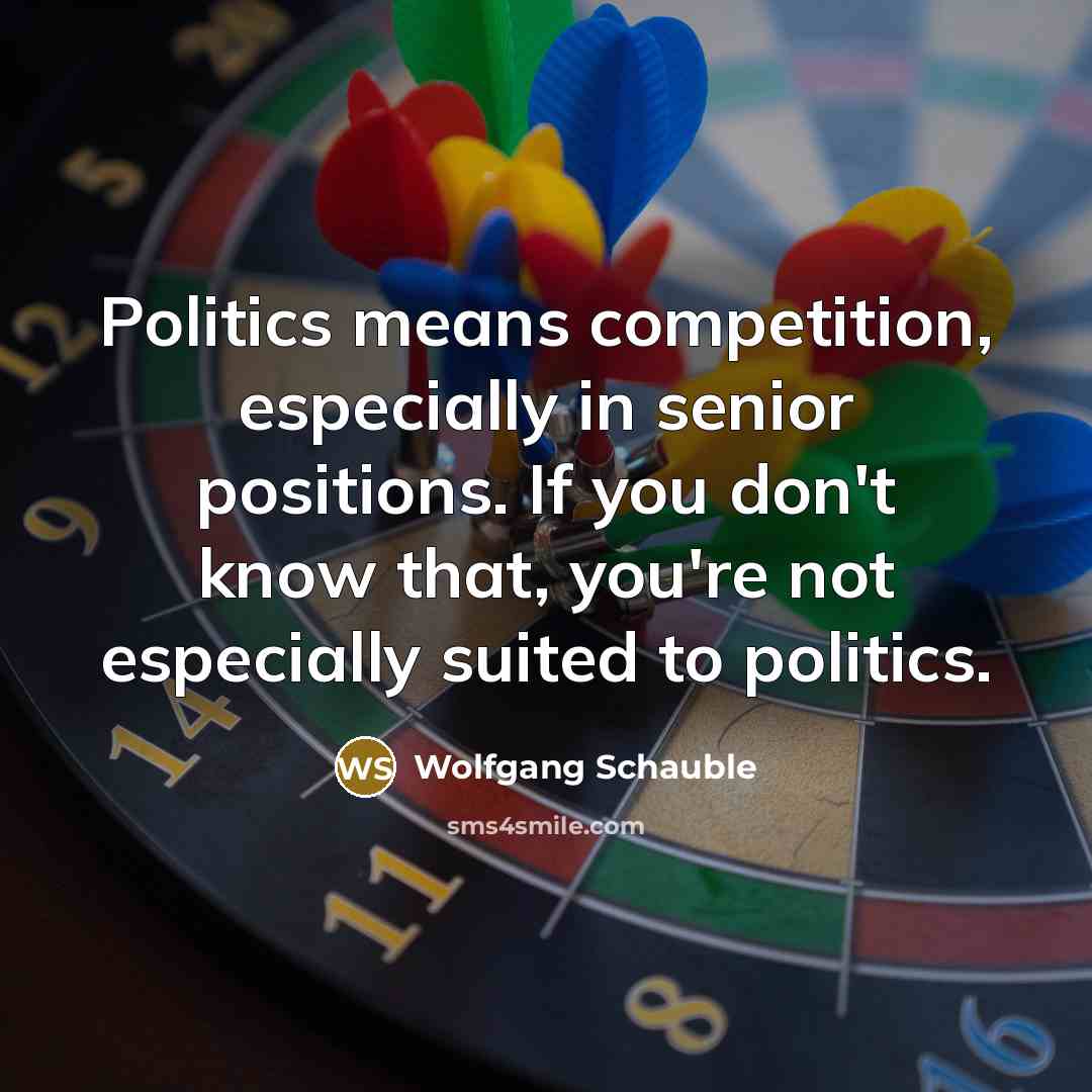 “Politics means competition, especially in senior positions. If you don't know that, you're not especially suited to politics.” quote by Wolfgang Schauble