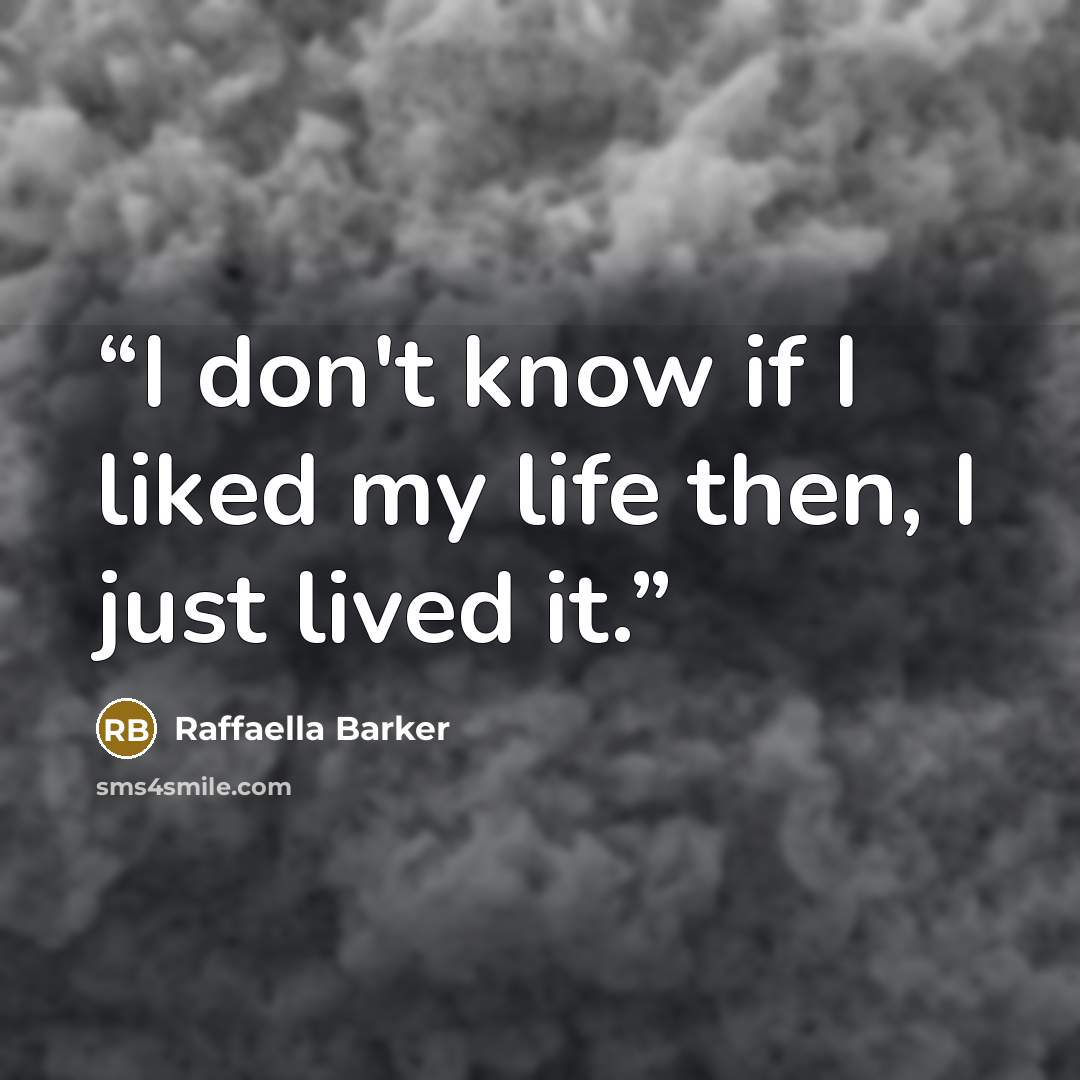 “I don't know if I liked my life then, I just lived it.” quote by Raffaella Barker