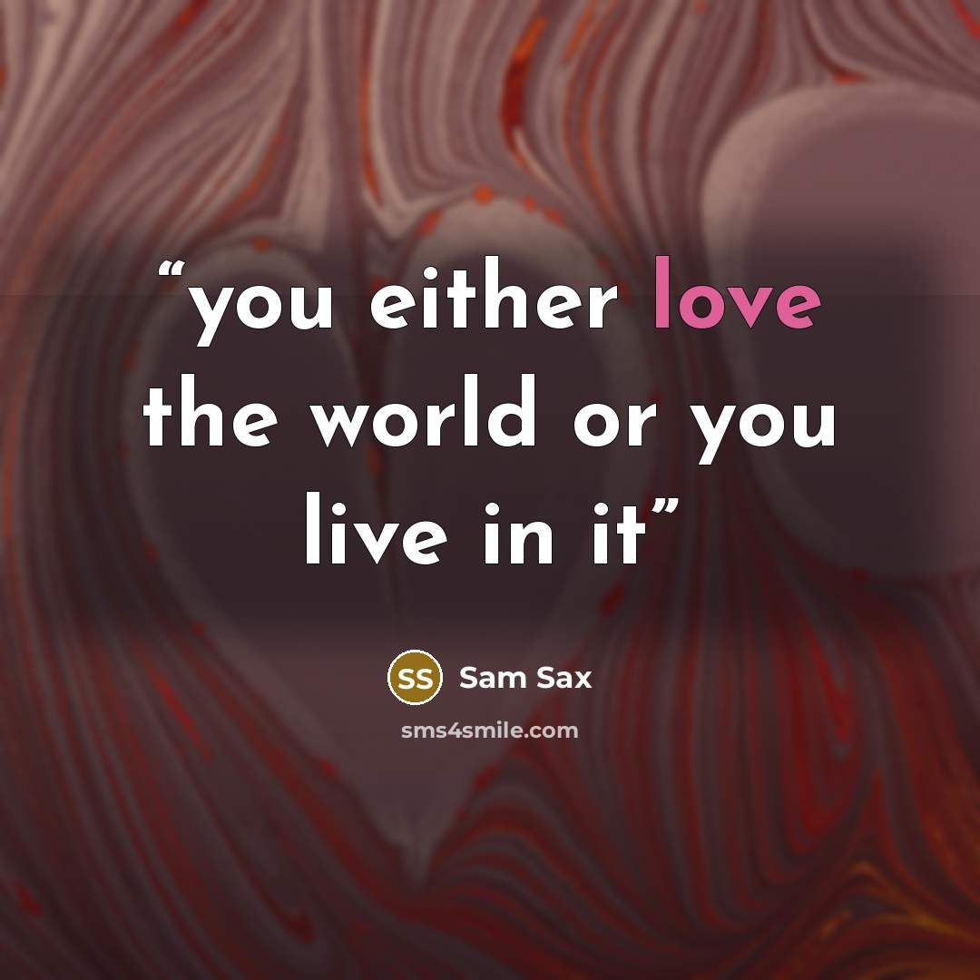 “you either love the world or you live in it” quote by Sam Sax