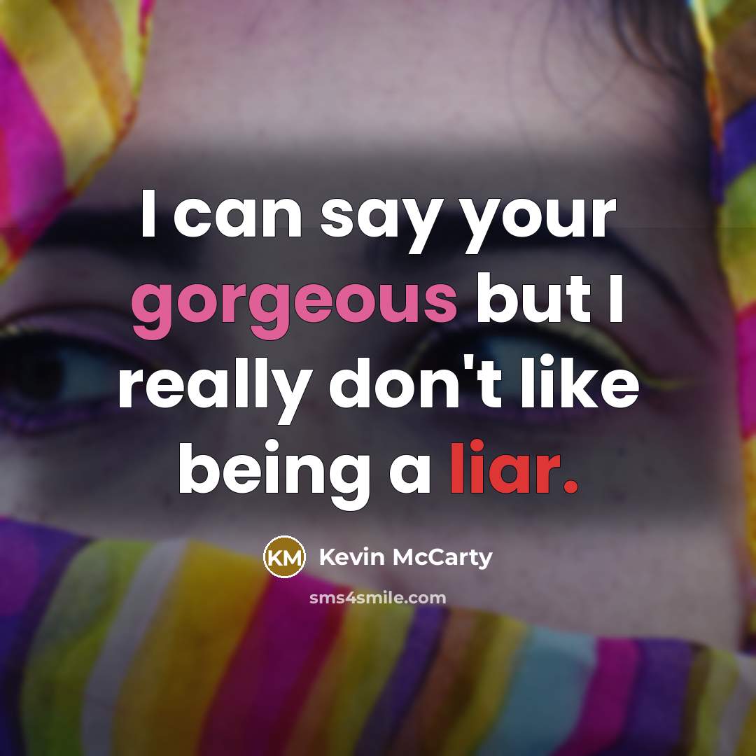 “I can say your gorgeous but I really don't like being a liar.” quote by Kevin McCarty