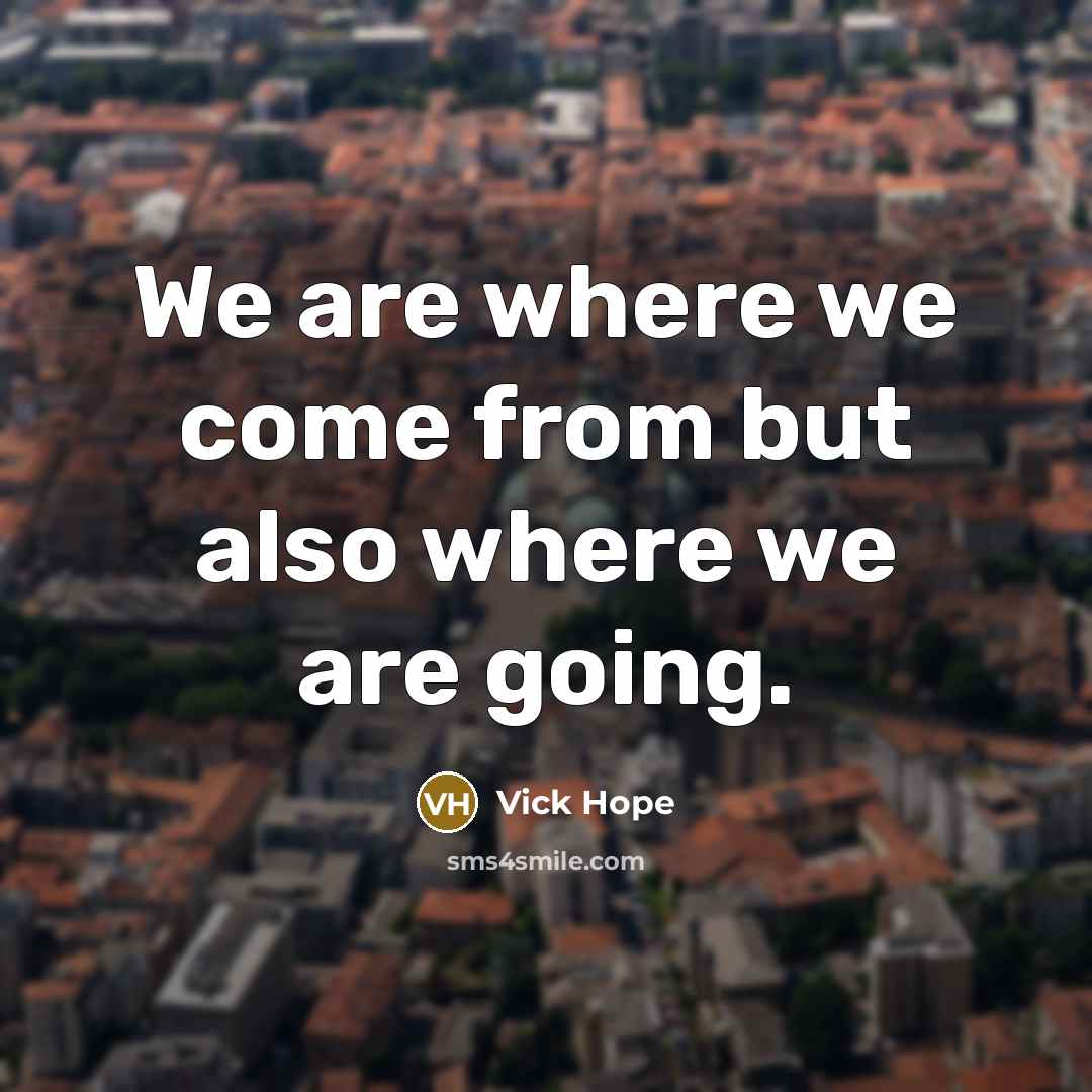 “We are where we come from but also where we are going.” quote by Vick Hope