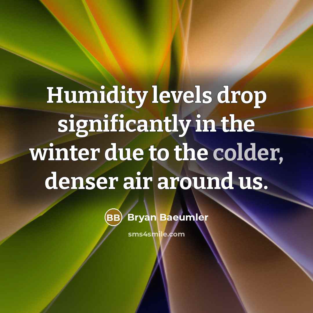 “Humidity levels drop significantly in the winter due to the colder, denser air around us.” quote by Bryan Baeumler