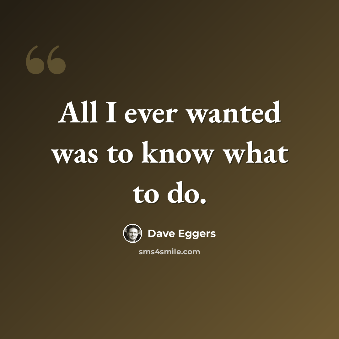“All I ever wanted was to know what to do.” quote by Dave Eggers