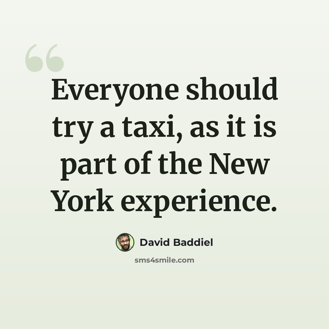 “Everyone should try a taxi, as it is part of the New York experience.” quote by David Baddiel