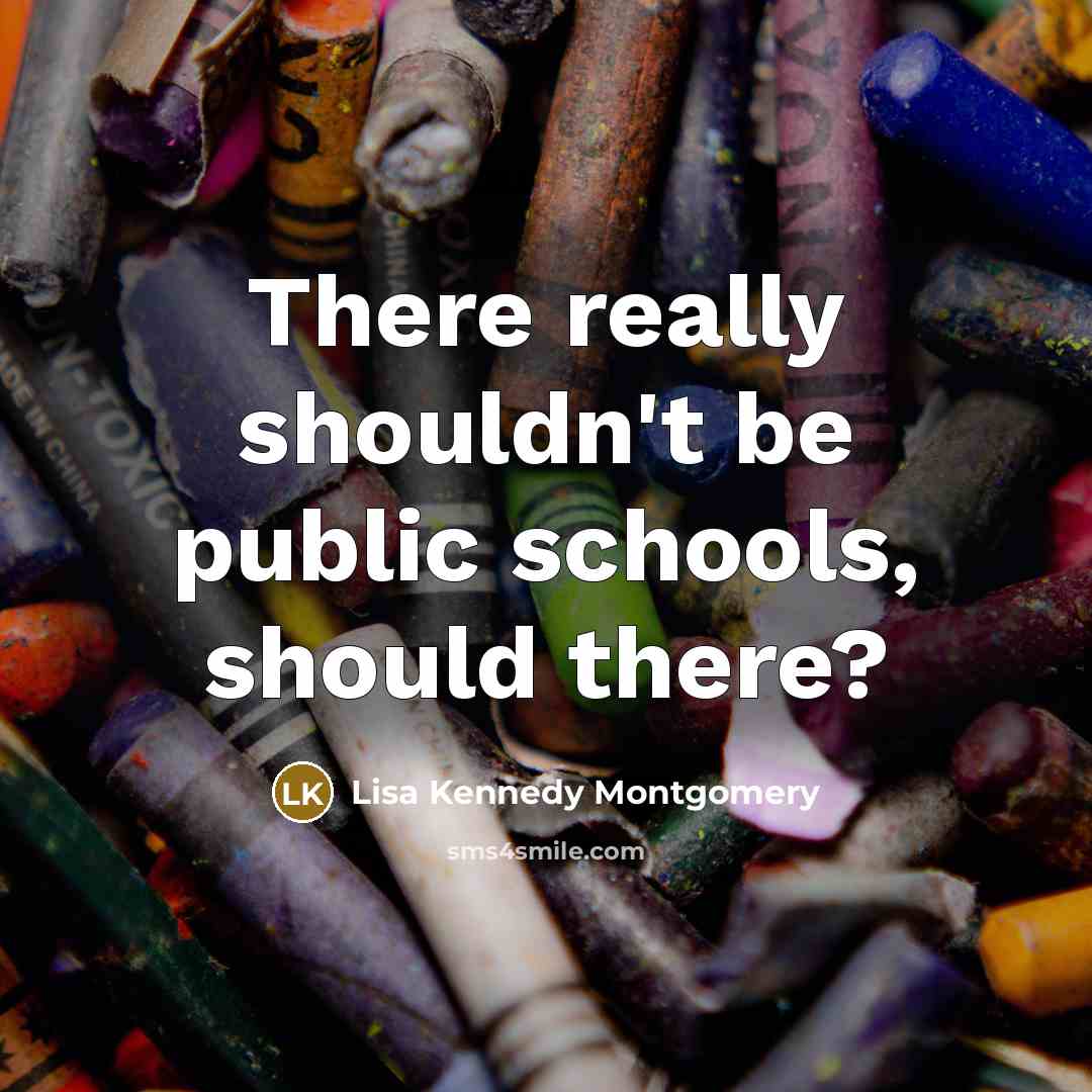 “There really shouldn't be public schools, should there?” quote by Lisa Kennedy Montgomery