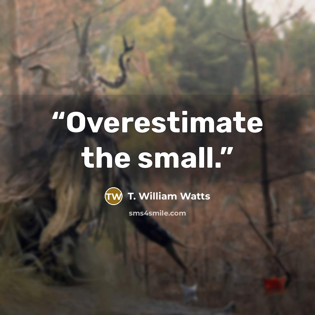 “Overestimate the small.” quote by T. William Watts