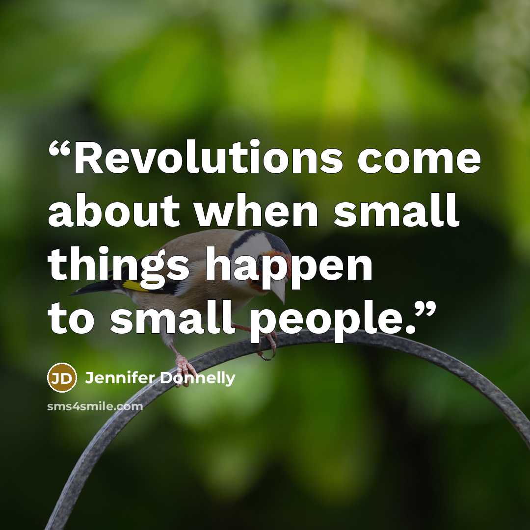 “Revolutions come about when small things happen to small people.” quote by Jennifer Donnelly