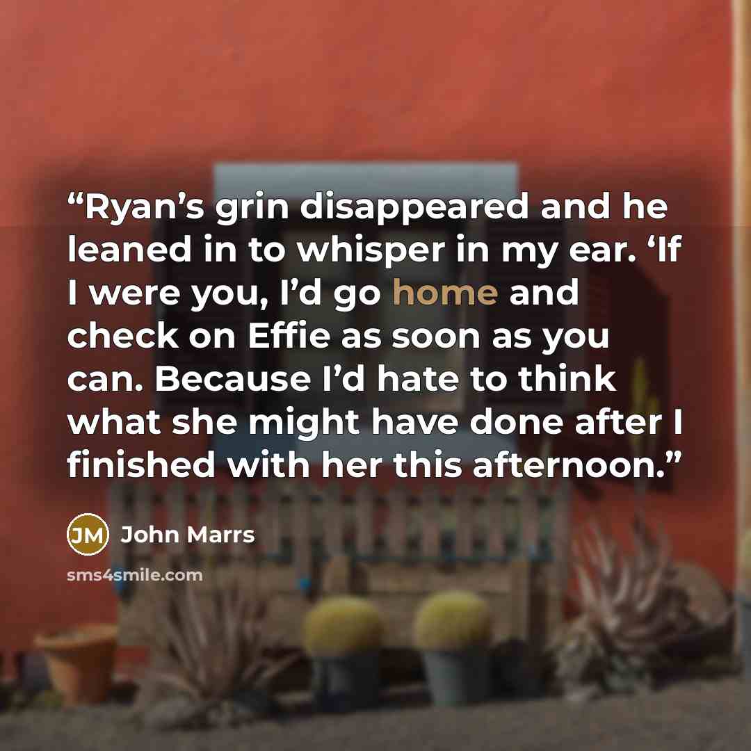 “Ryan’s grin disappeared and he leaned in to whisper in my ear. ‘If I were you, I’d go home and check on Effie as soon as you can. Because I’d hate to think what she might have done after I finished with her this afternoon.” quote by John Marrs