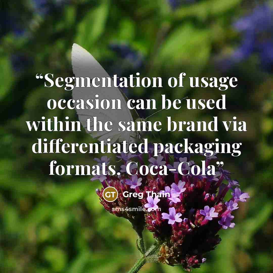 “Segmentation of usage occasion can be used within the same brand via differentiated packaging formats. Coca-Cola” quote by Greg Thain