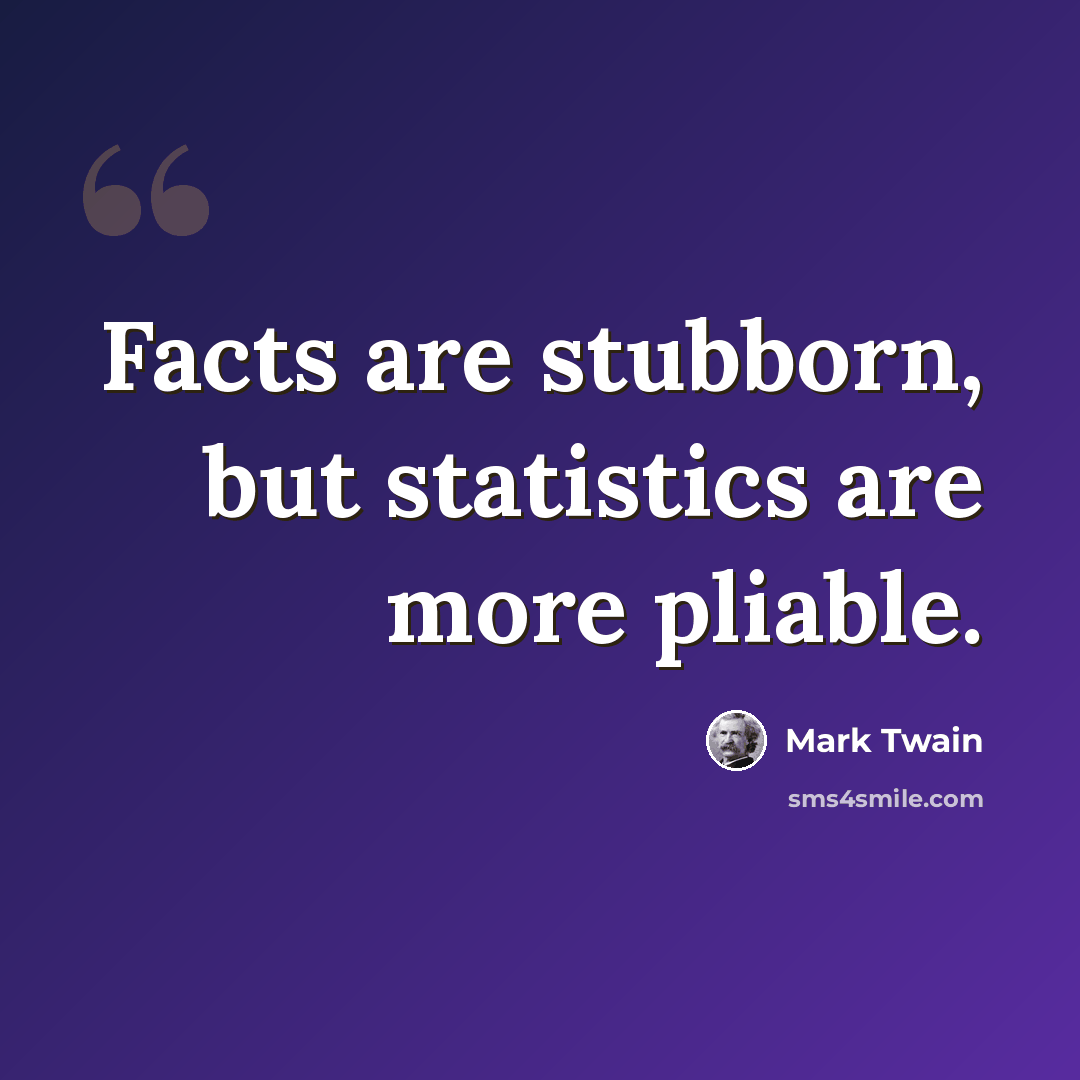 “Facts are stubborn, but statistics are more pliable.” quote by Mark Twain