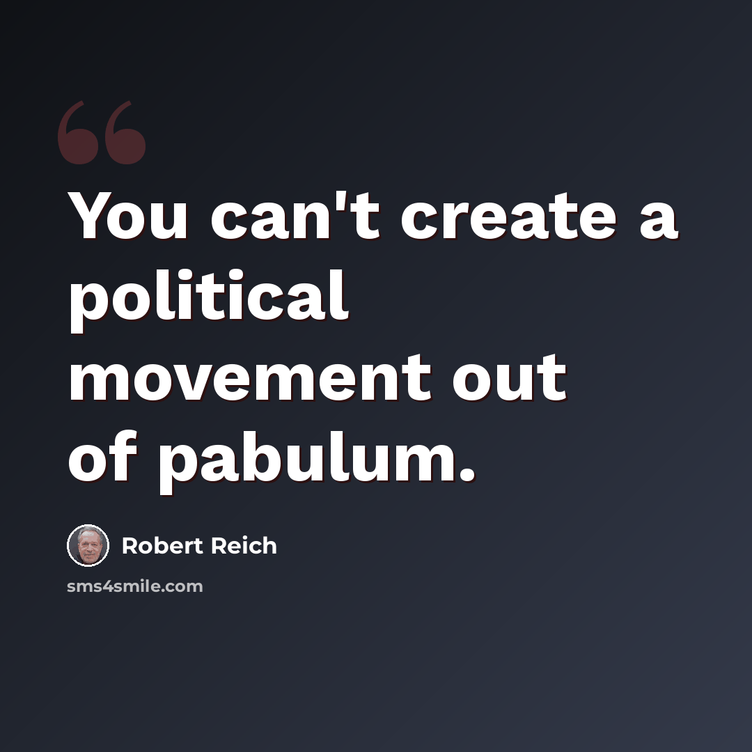 “You can't create a political movement out of pabulum.” quote by Robert Reich