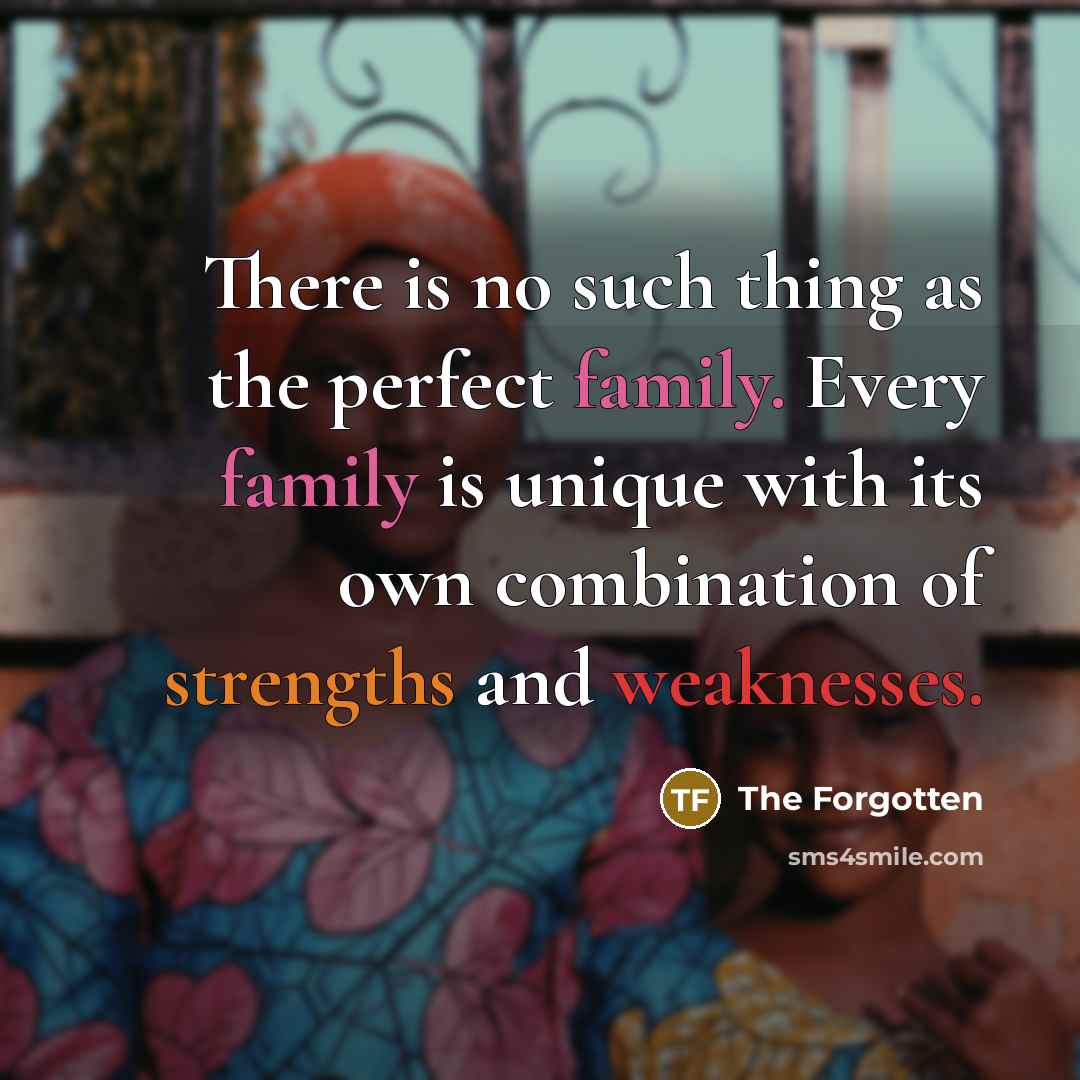 “There is no such thing as the perfect family. Every family is unique with its own combination of strengths and weaknesses.” quote by The Forgotten