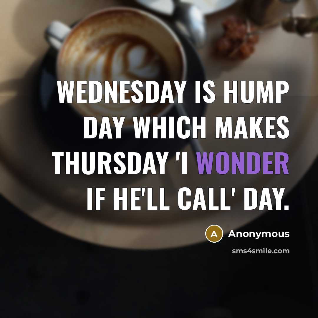 “Wednesday is hump day which makes Thursday 'I wonder if he'll call' day.” quote by Anonymous