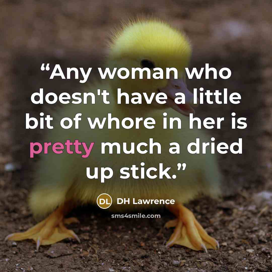 “Any woman who doesn't have a little bit of whore in her is pretty much a dried up stick.” quote by DH Lawrence