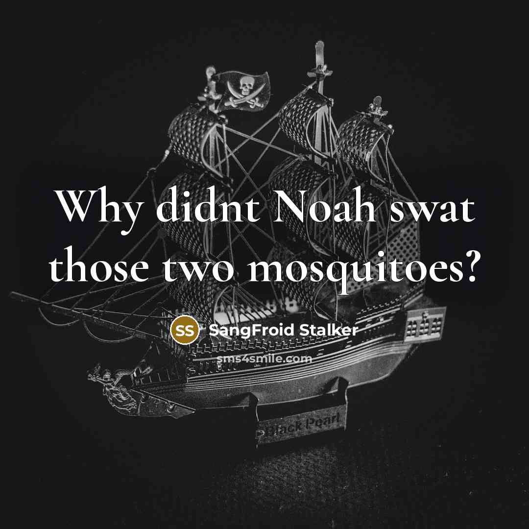 “Why didnt Noah swat those two mosquitoes?” quote by SangFroid Stalker