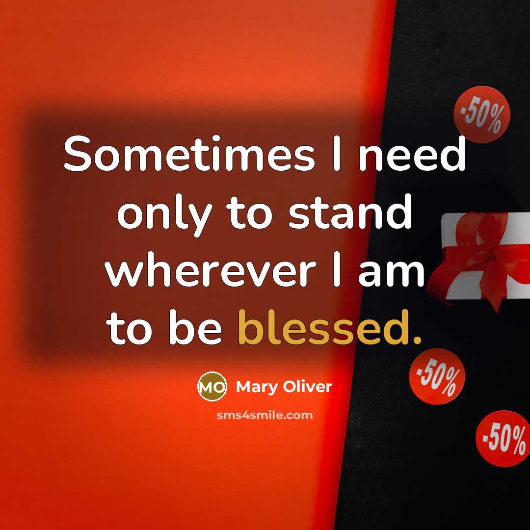 “Sometimes I need only to stand wherever I am to be blessed.” quote by Mary Oliver