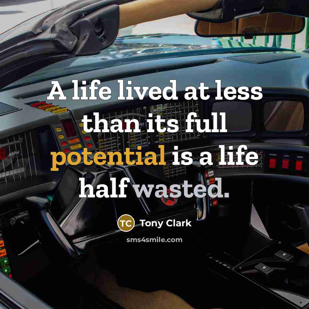 “A life lived at less than its full potential is a life half wasted.” quote by Tony Clark