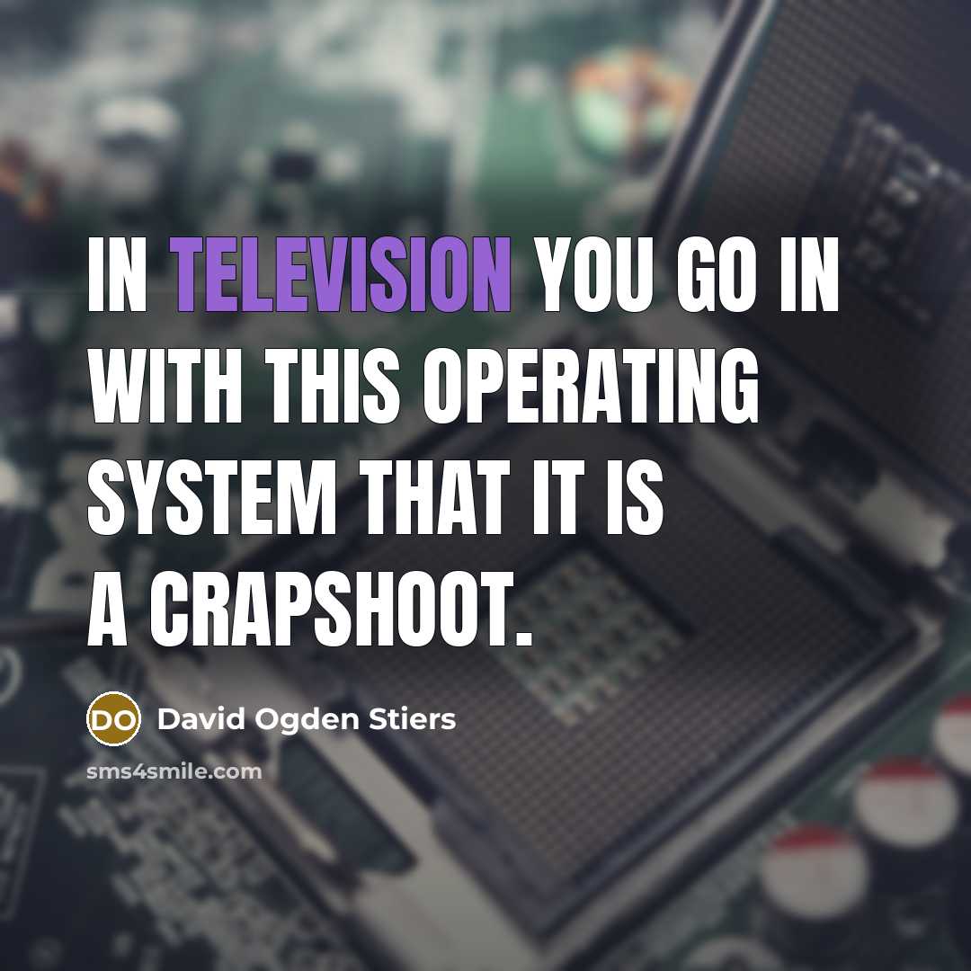“In television you go in with this operating system that it is a crapshoot.” quote by David Ogden Stiers