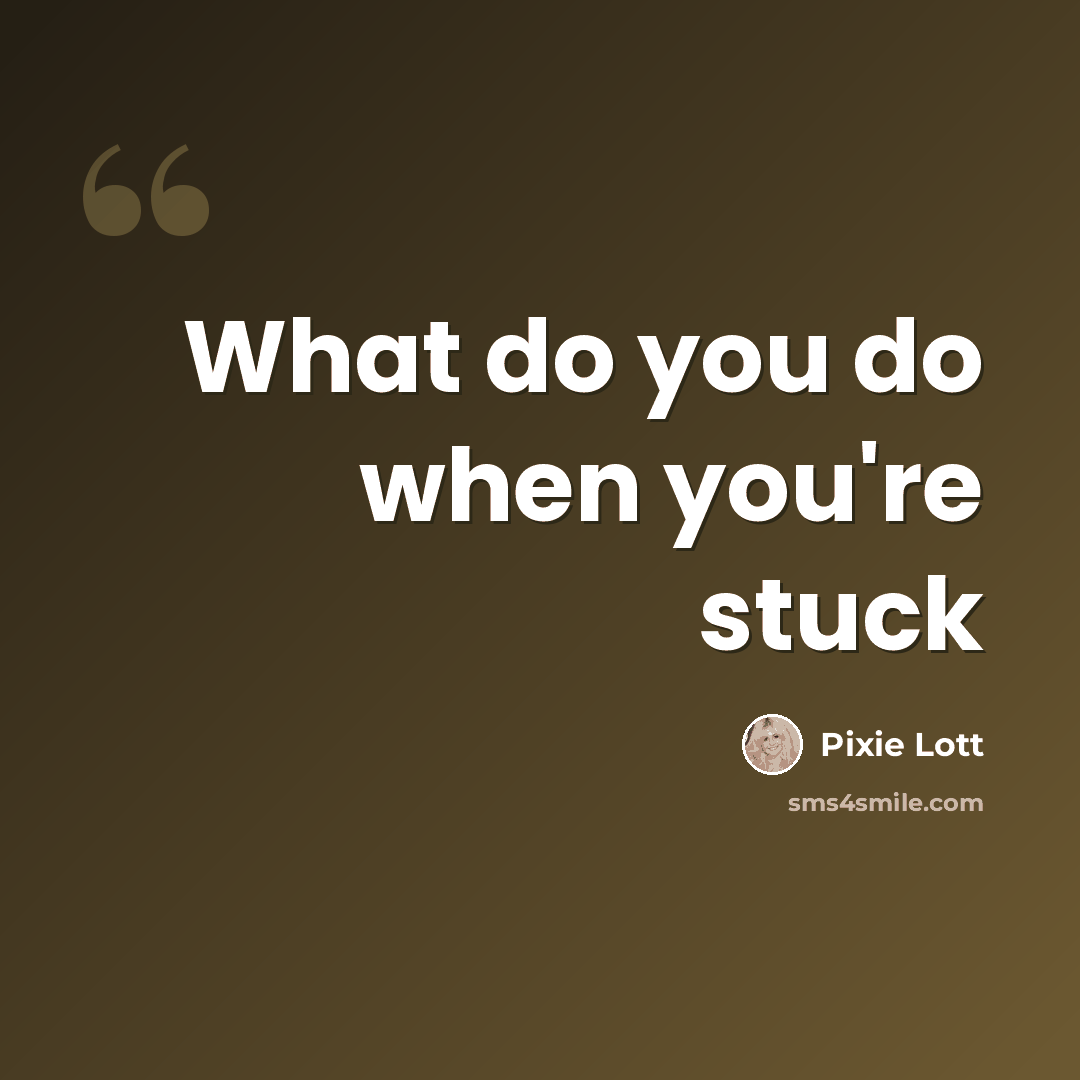 “What do you do when you're stuck” quote by Pixie Lott