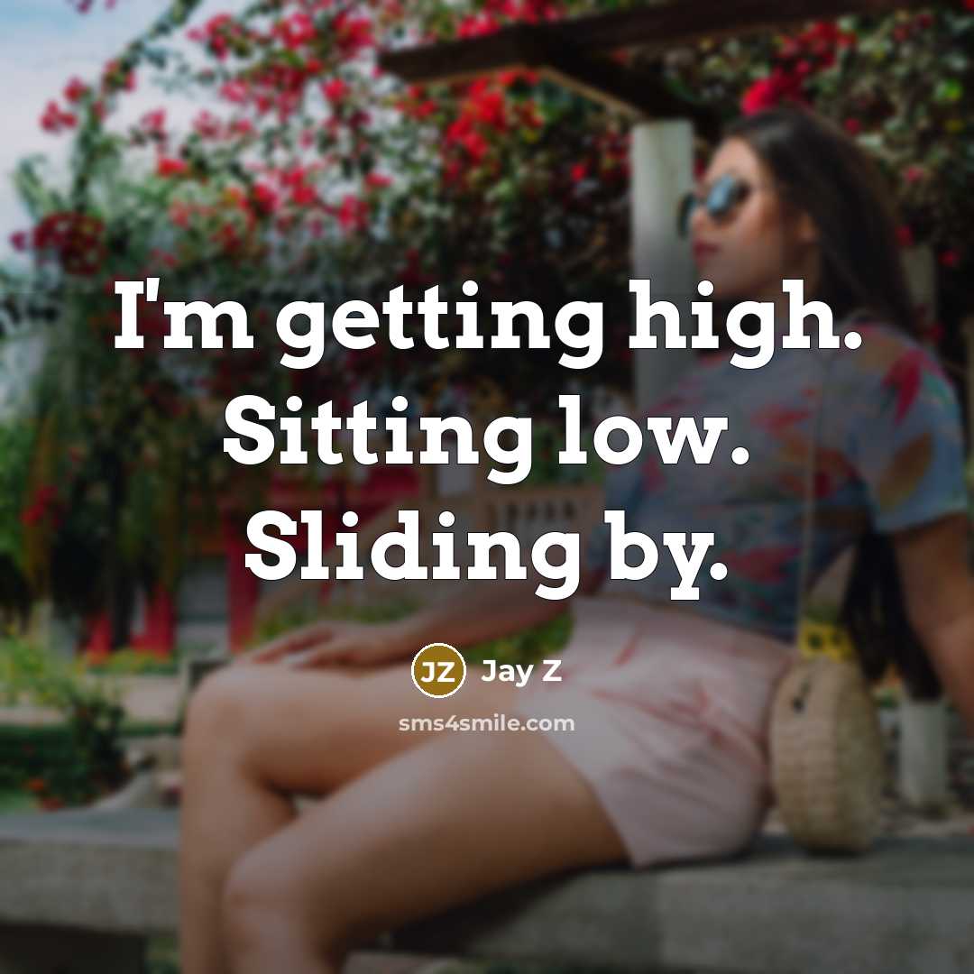 “I'm getting high. Sitting low. Sliding by.” quote by Jay Z