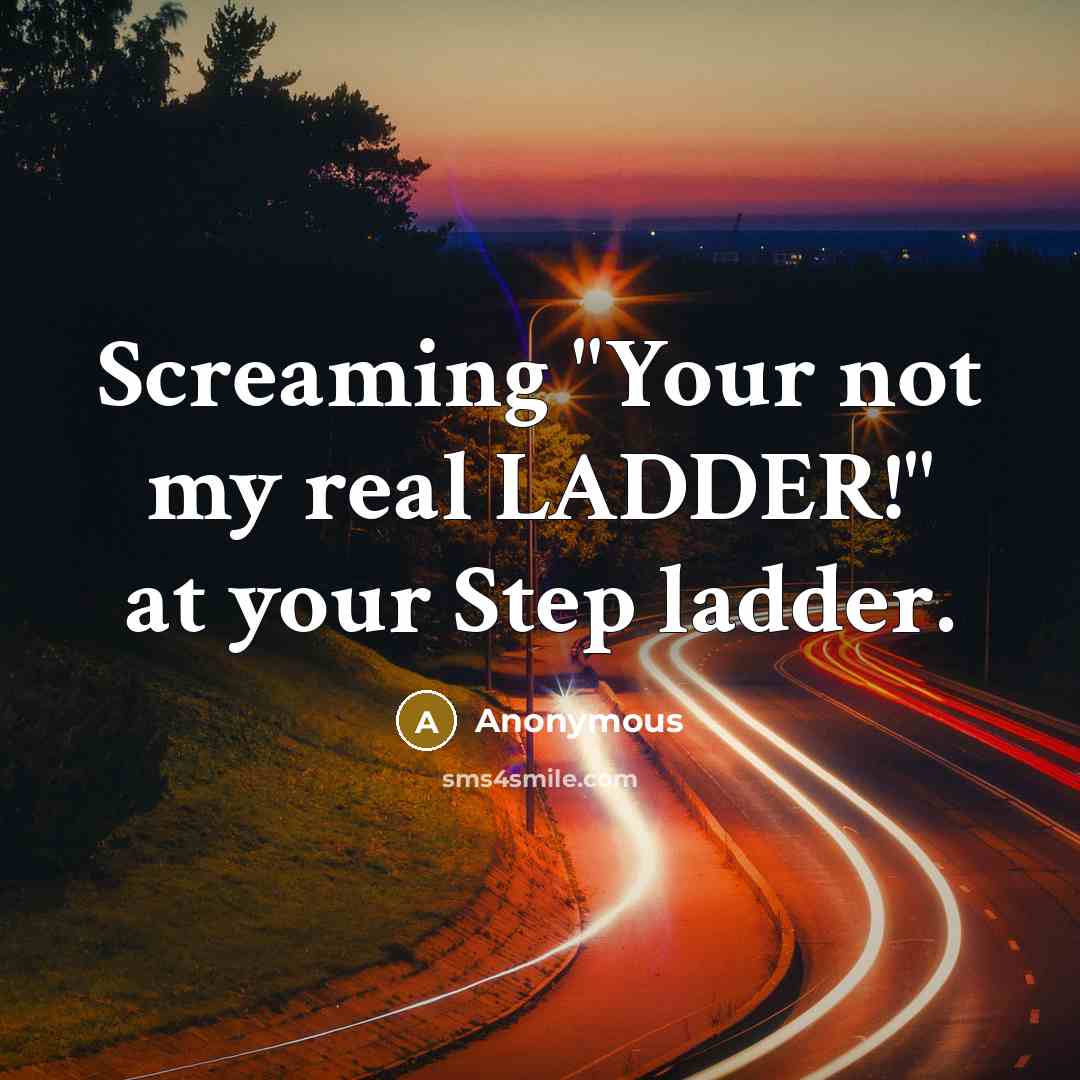 “Screaming "Your not my real LADDER!" at your Step ladder.” quote by Anonymous