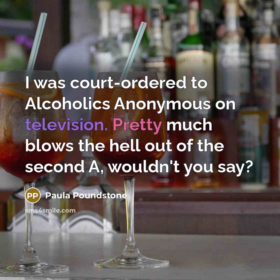 “I was court-ordered to Alcoholics Anonymous on television. Pretty much blows the hell out of the second A, wouldn't you say?” quote by Paula Poundstone