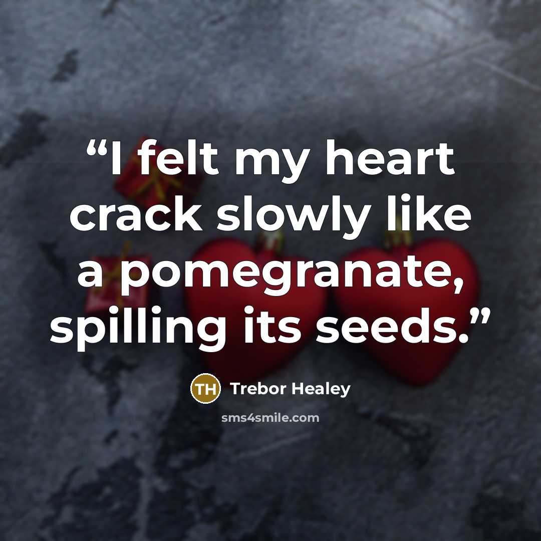 “I felt my heart crack slowly like a pomegranate, spilling its seeds.” quote by Trebor Healey