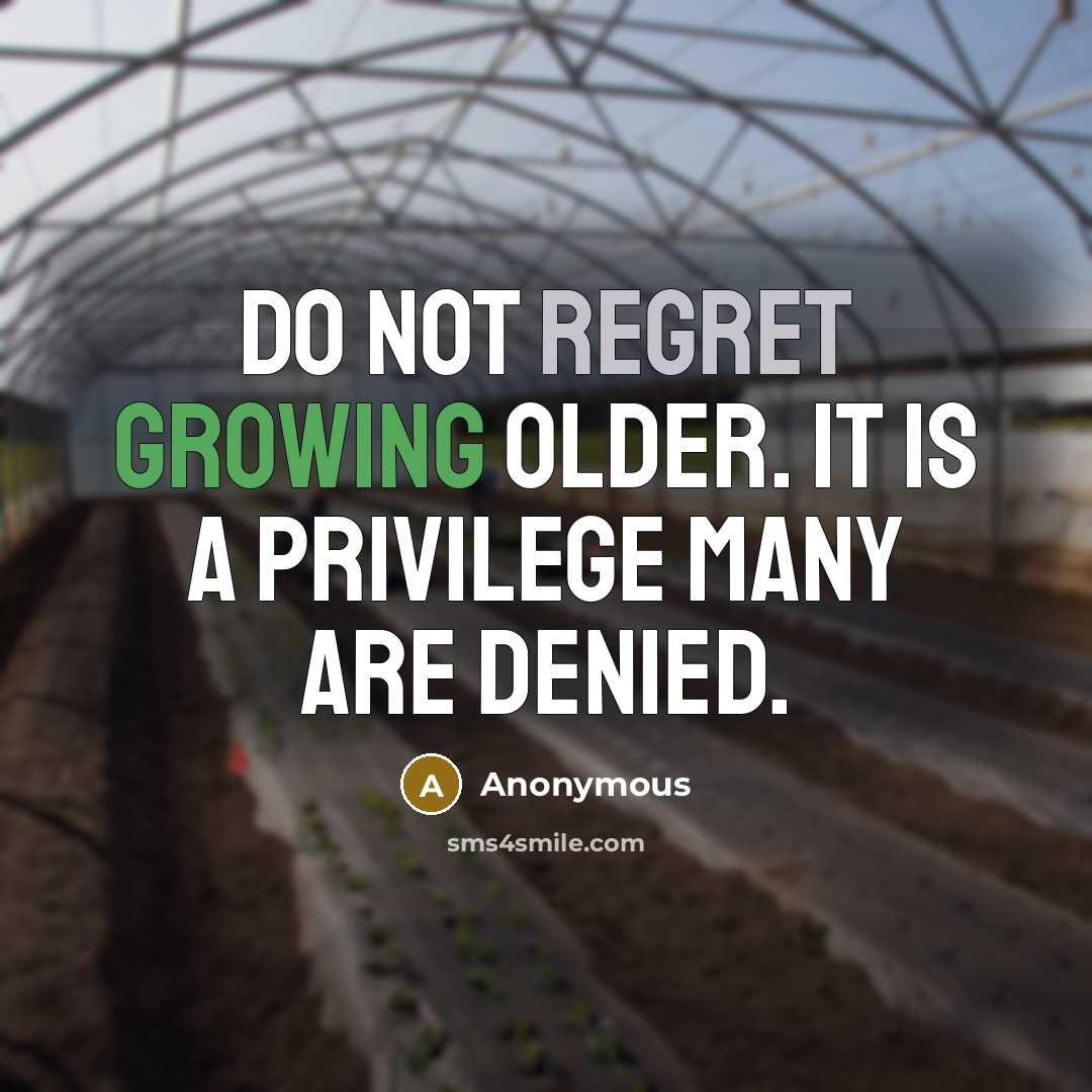 “Do not regret growing older. It is a privilege many are denied.” quote by Anonymous