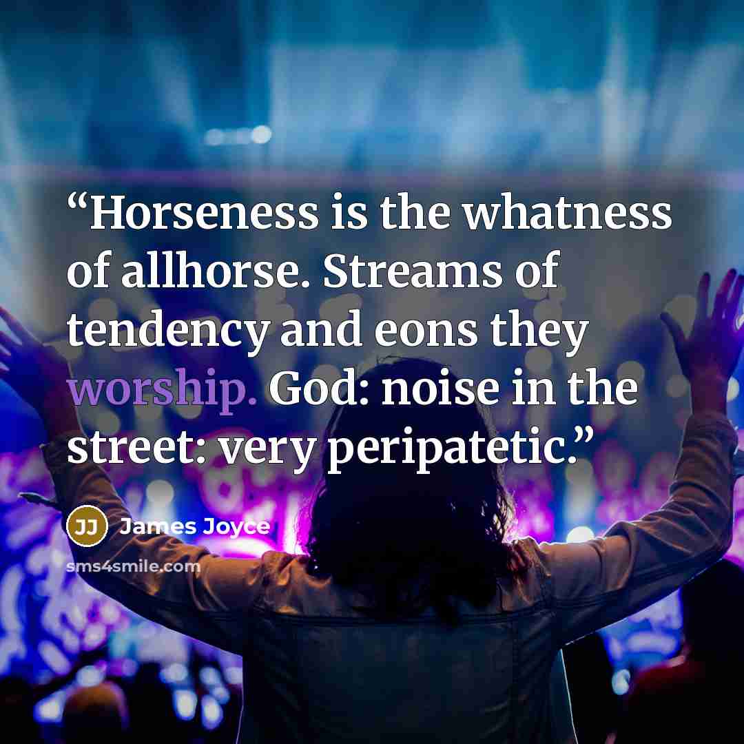 “Horseness is the whatness of allhorse. Streams of tendency and eons they worship. God: noise in the street: very peripatetic.” quote by James Joyce
