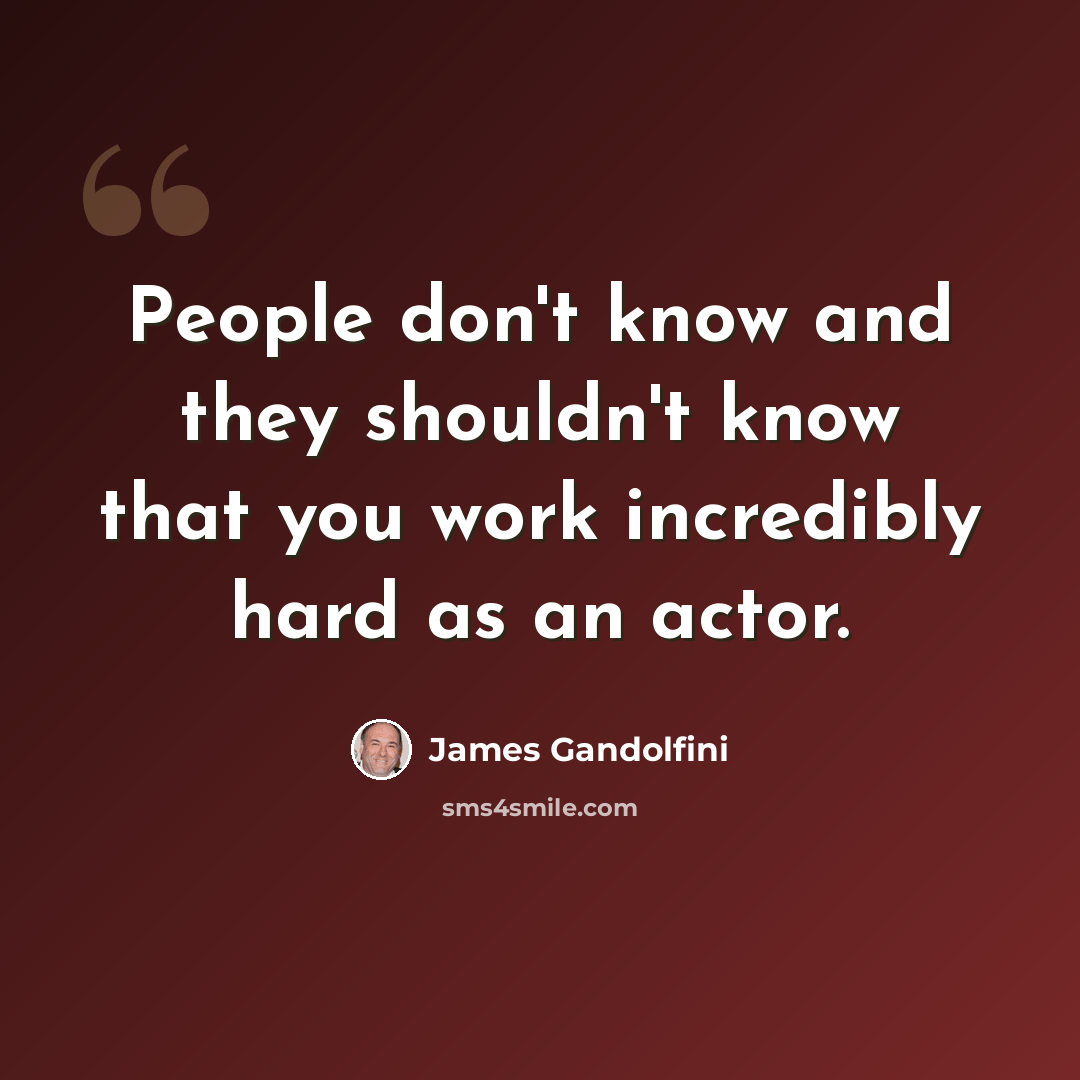 “People don't know and they shouldn't know that you work incredibly hard as an actor.” quote by James Gandolfini