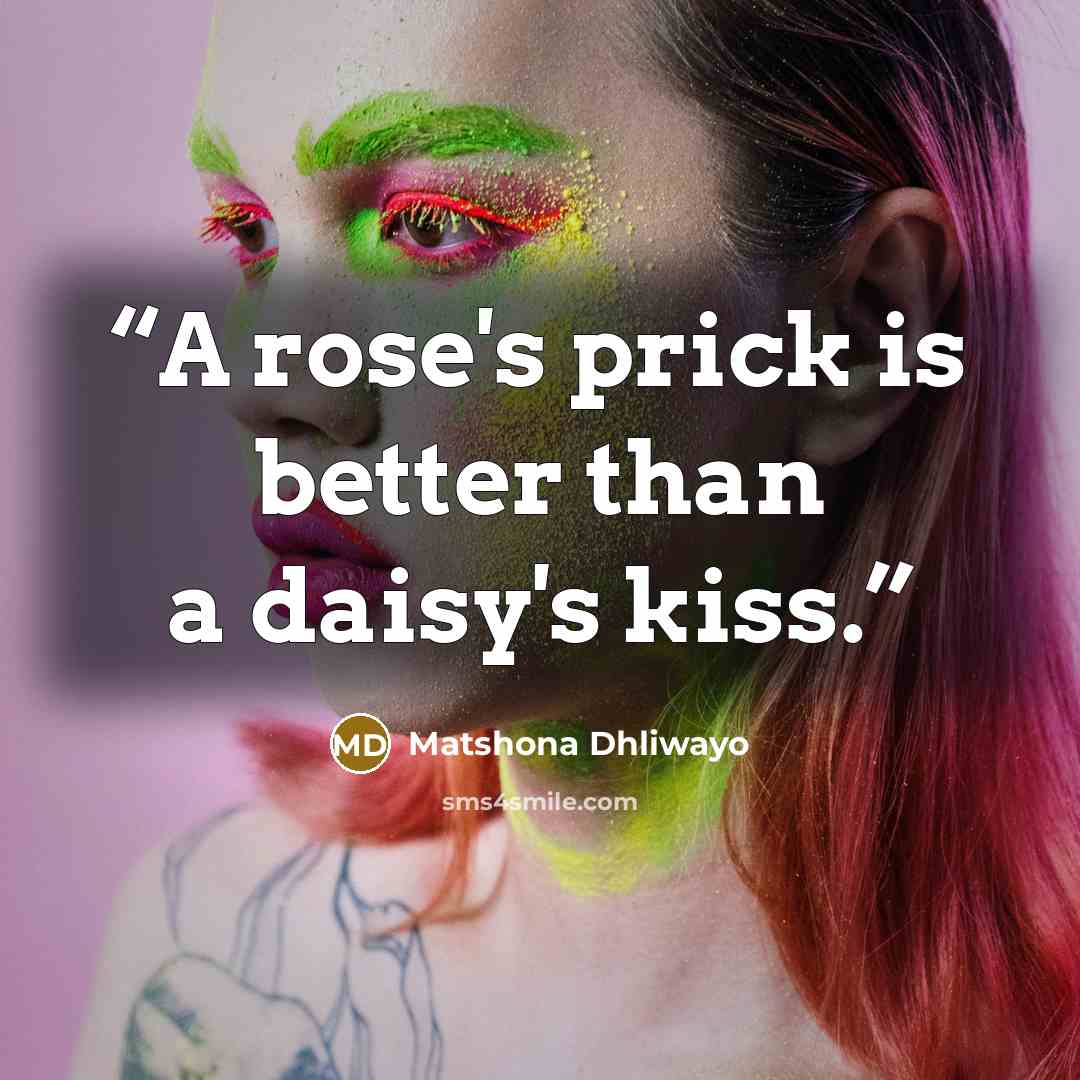 “A rose's prick is better than a daisy's kiss.” quote by Matshona Dhliwayo