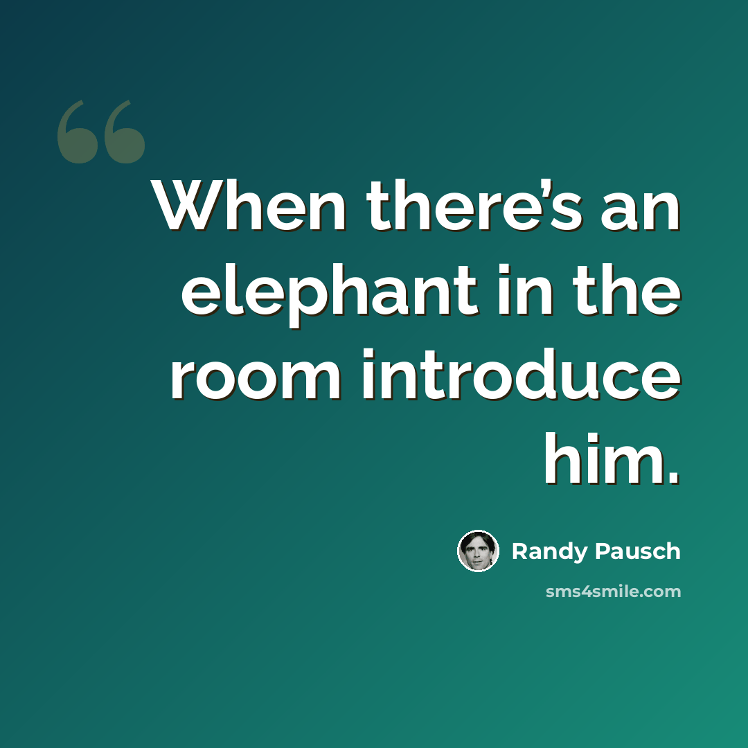 “When there’s an elephant in the room introduce him.” quote by Randy Pausch