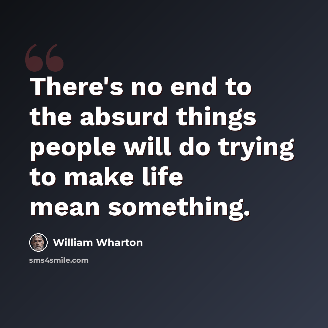 “There's no end to the absurd things people will do trying to make life mean something.” quote by William Wharton
