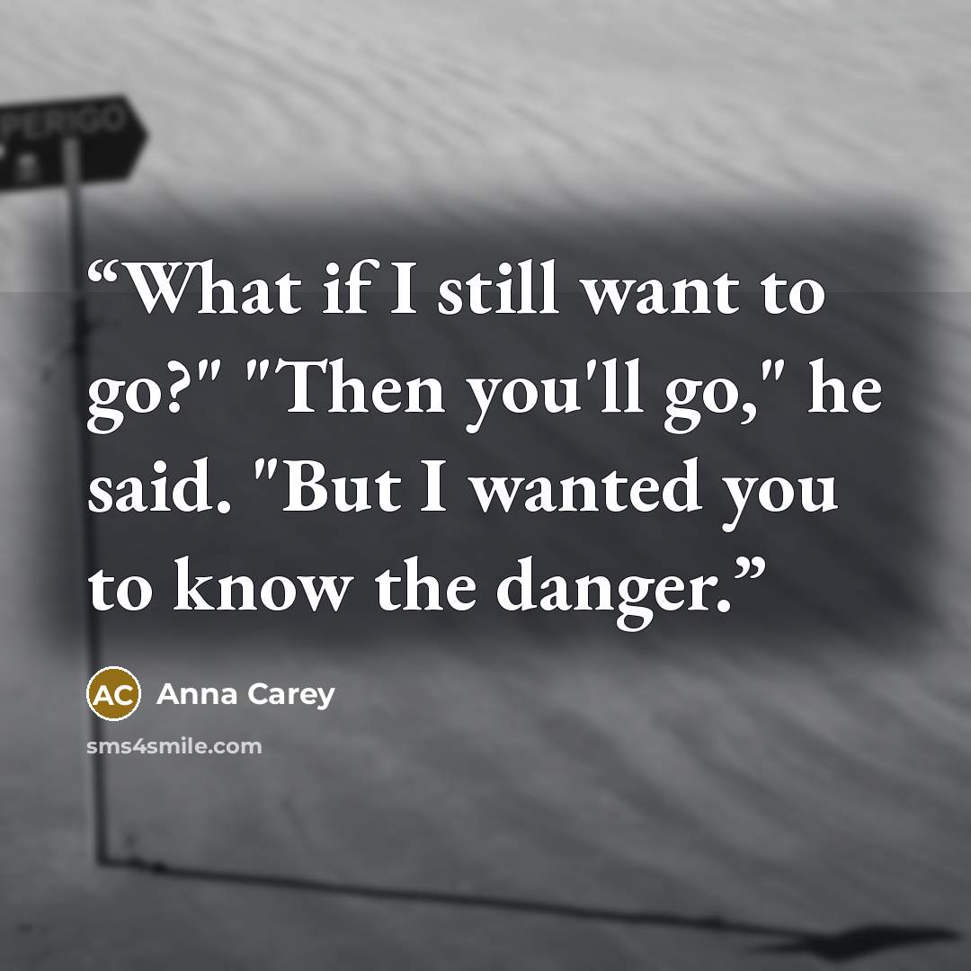 “What if I still want to go?" "Then you'll go," he said. "But I wanted you to know the danger.” quote by Anna Carey