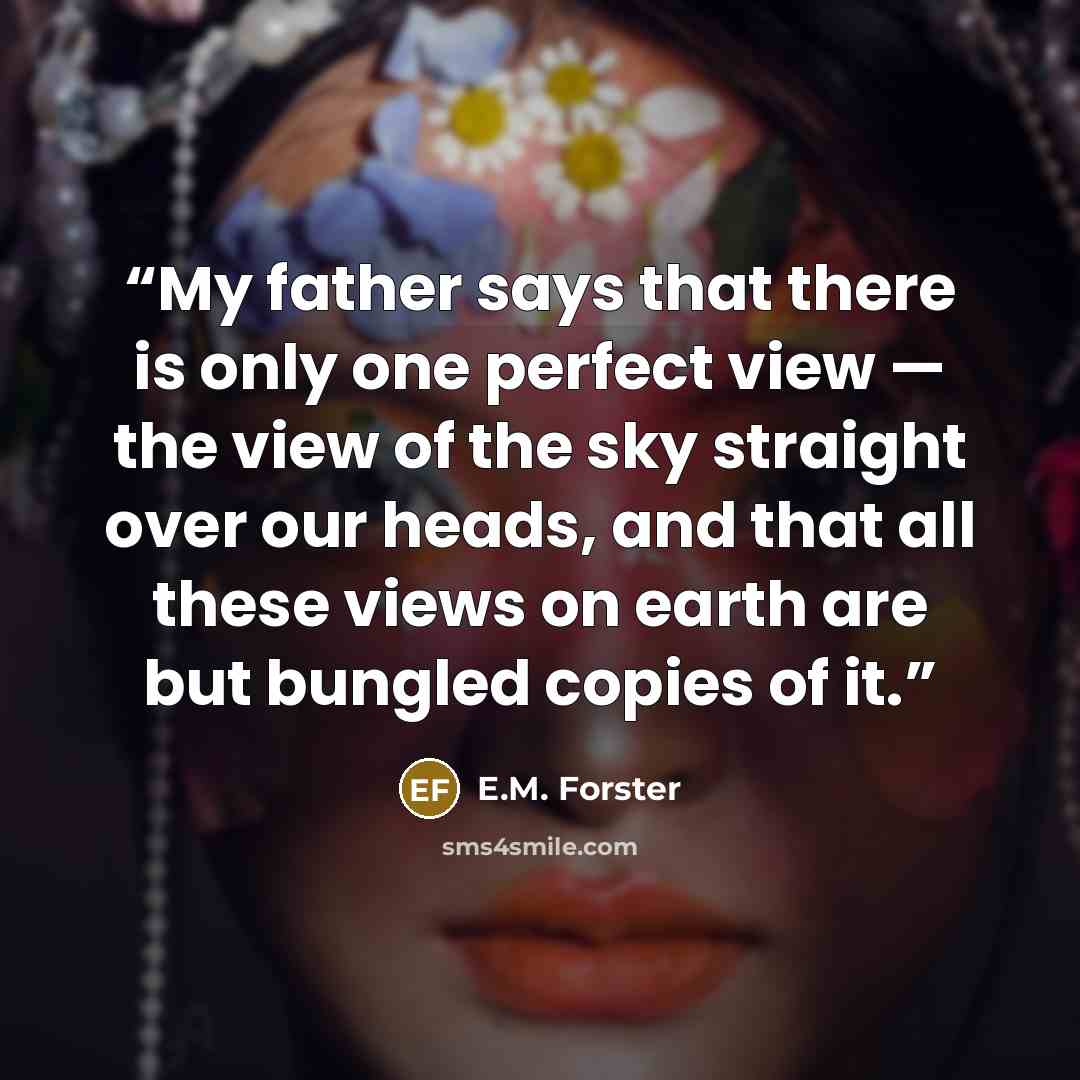 “My father says that there is only one perfect view — the view of the sky straight over our heads, and that all these views on earth are but bungled copies of it.” quote by E.M. Forster