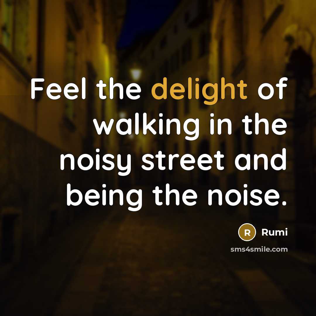 “Feel the delight of walking in the noisy street and being the noise.” quote by Rumi