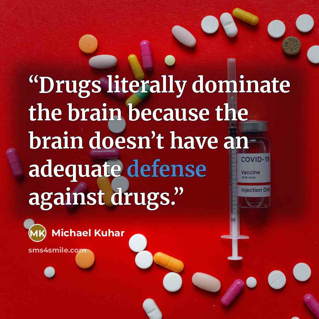 “Drugs literally dominate the brain because the brain doesn’t have an adequate defense against drugs.” quote by Michael Kuhar